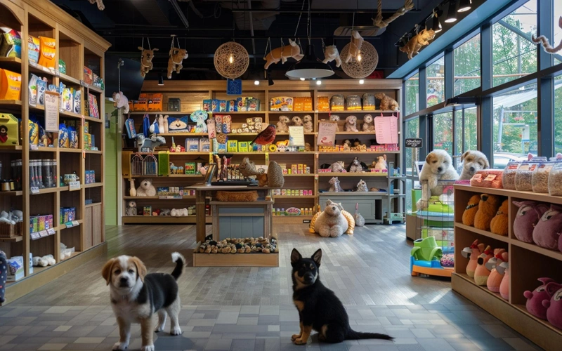 Pet store filled with playful puppies fluffy kit generative